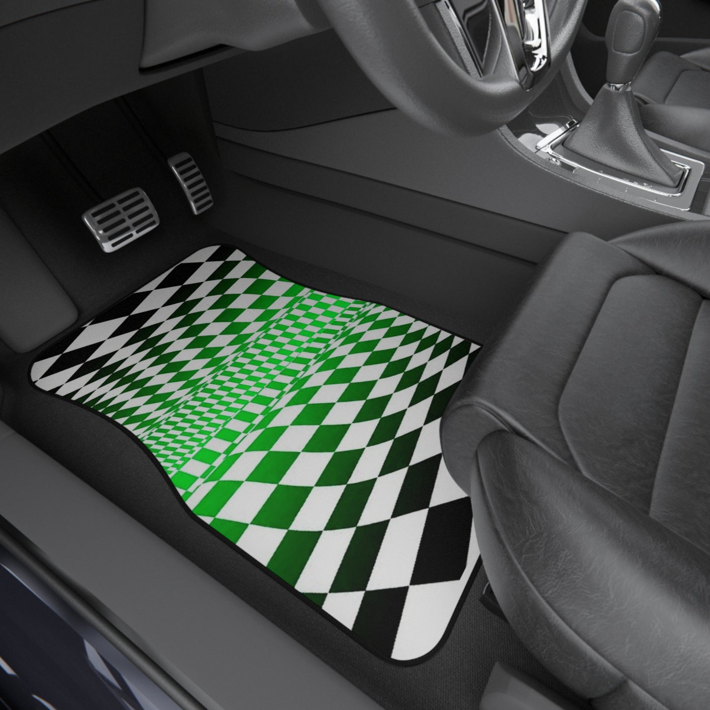 Illusion Chessboard Car Mats Set