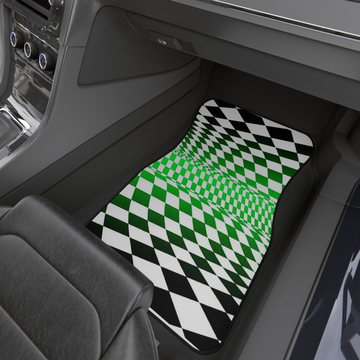 Illusion Chessboard Car Mats Set